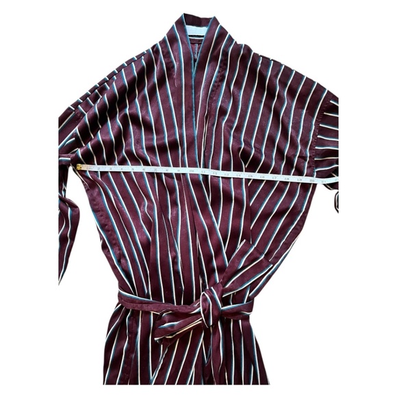 Sunday Forever Original Henry Robe Burgundy Stripe with Belt and Pockets - Picture 5 of 9
